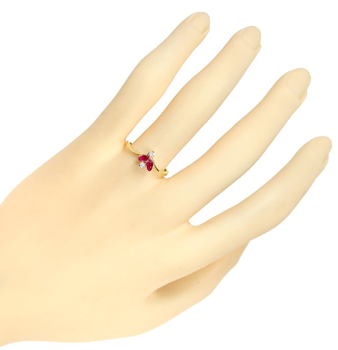 Foto 4 - Damenring mit Spitzen Rubinen und Diamanten in Gelbgold, Q1366