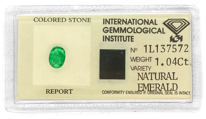 Foto 1 - 1,04 Spitzen Smaragd IGI Zertifikat verschweißt, Q2125