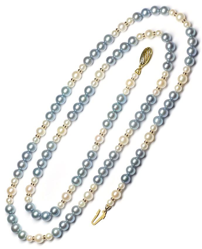 Foto 3 - Akoya Perlenkette mit Diamant-Gold-Schloß, S3620