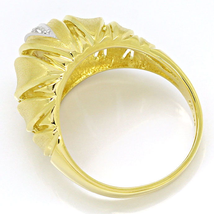 Foto 3 - Breiter Gelbgoldring mit Diamanten im Weißgoldstreifen, S9853